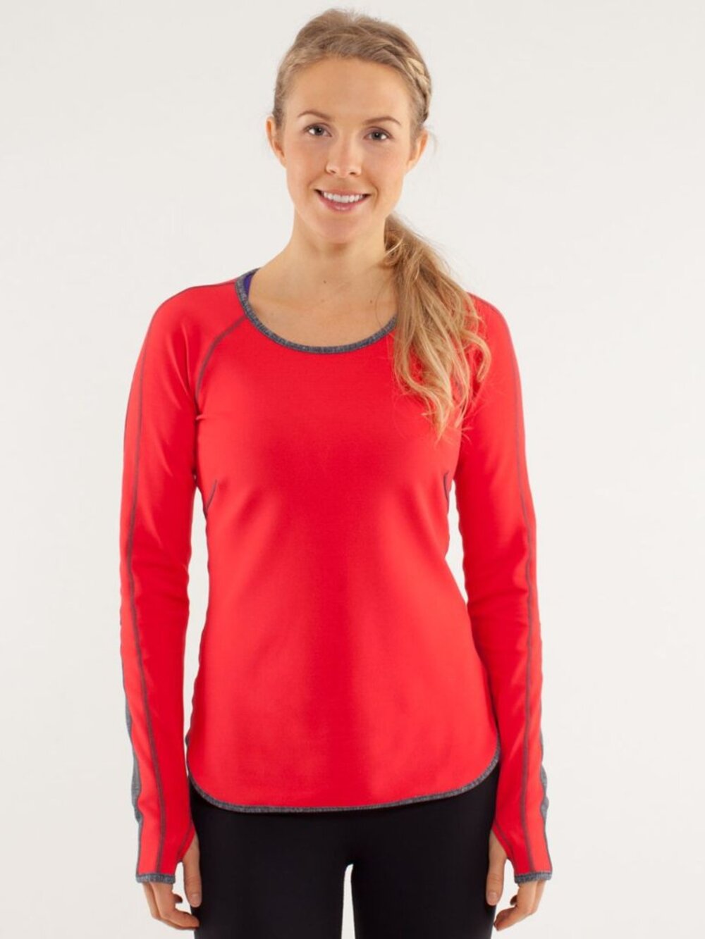 Lululemon Runder Under Long Sleeve * Reversible * Love‎ Red / Heathered Coal